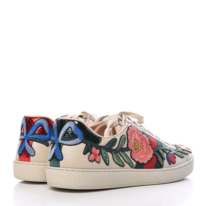 Gucci Calfskin Web Floral Embroidered Mens Ace Sneakers 11 Off White 4 of 8