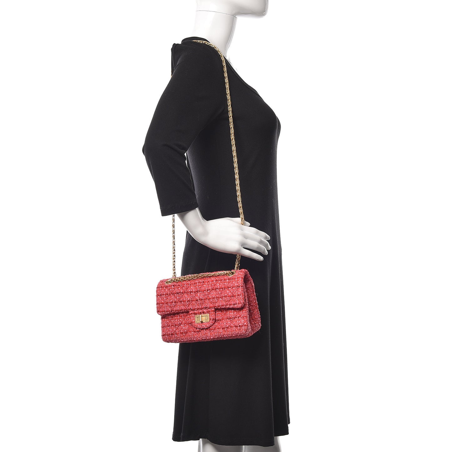 Tweed Quilted Mini 2.55 Reissue Flap Red Ecru Black