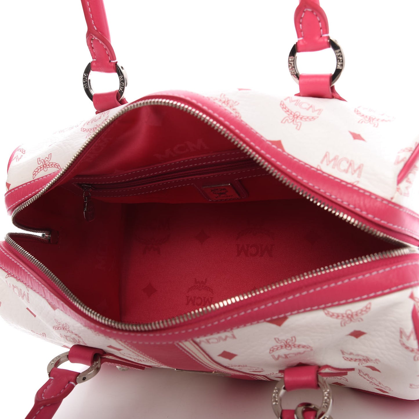 Visetos Medium Boston Bag Pink White
