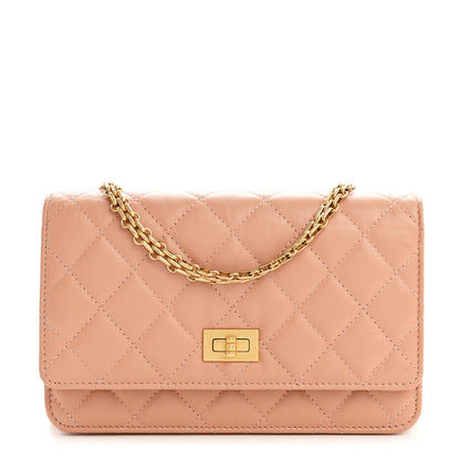 Chanel Aged Calfskin Quilted Reissue Wallet On Chain WOC Beige 1 of 16