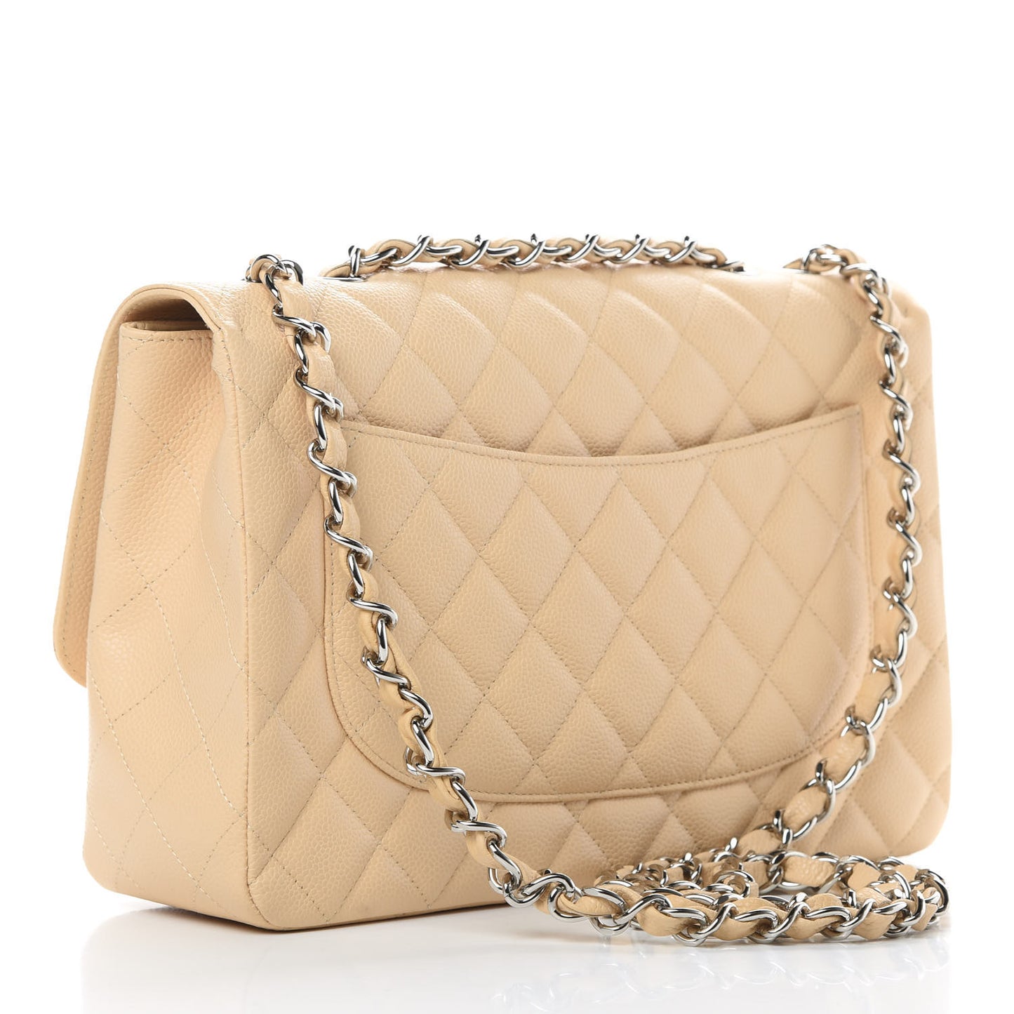 Caviar Quilted Jumbo Single Flap Beige Clair