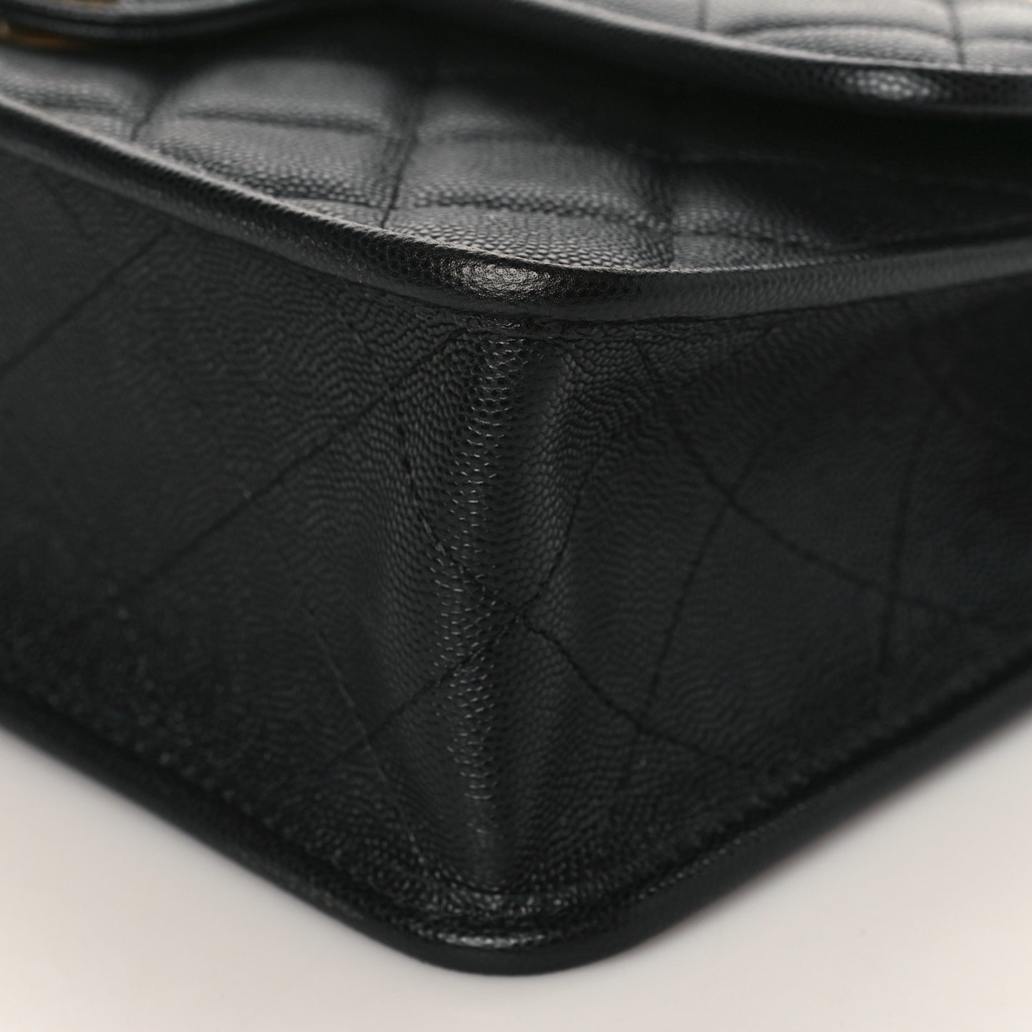 Caviar Quilted School Memory Small Top Handle Flap Black