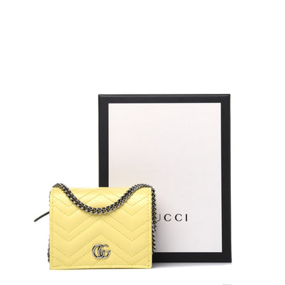 Gucci Calfskin Matelasse GG Marmont Mini Wallet On Chain Banana 10 of 10