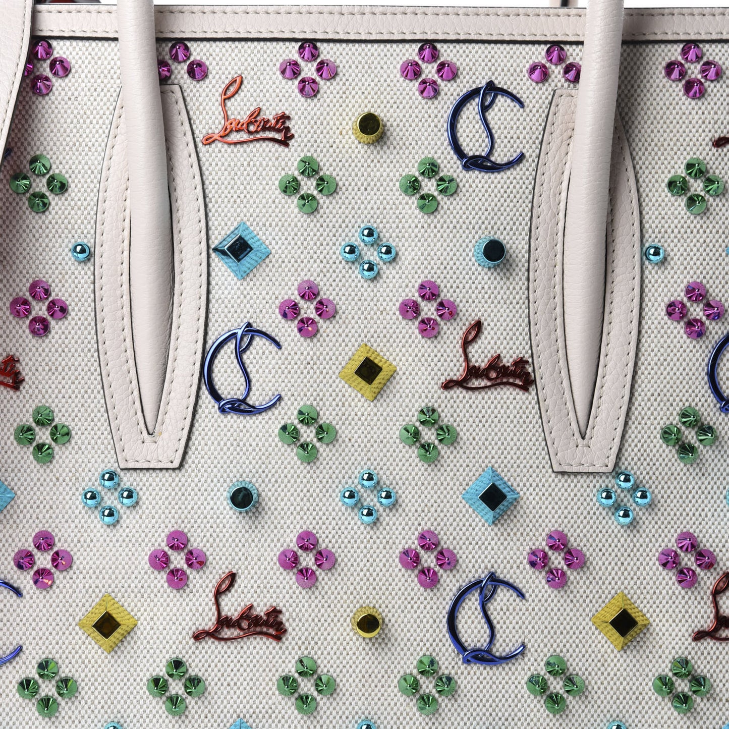 Canvas Spikes Loubinthesky Medium Paloma Ivory