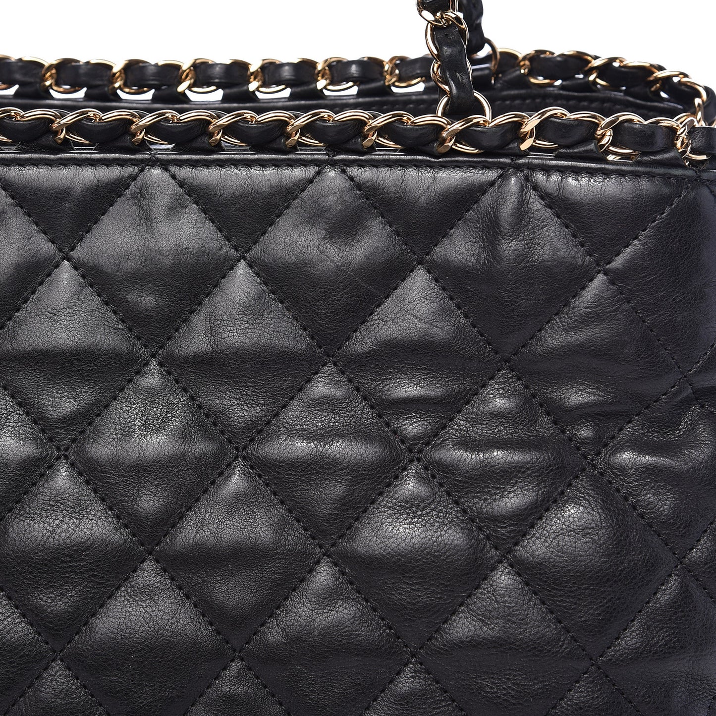 Calfskin Quilted Small Chain Me Tote Black