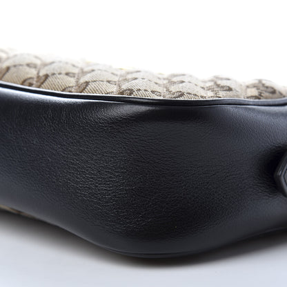 Gucci Monogram Matelasse Diagonal Small GG Marmont Chain Shoulder Bag Beige Black 9 of 10
