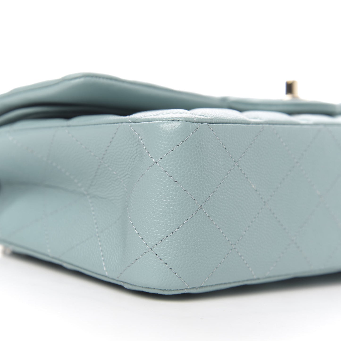Caviar Quilted Medium Double Flap Light Blue