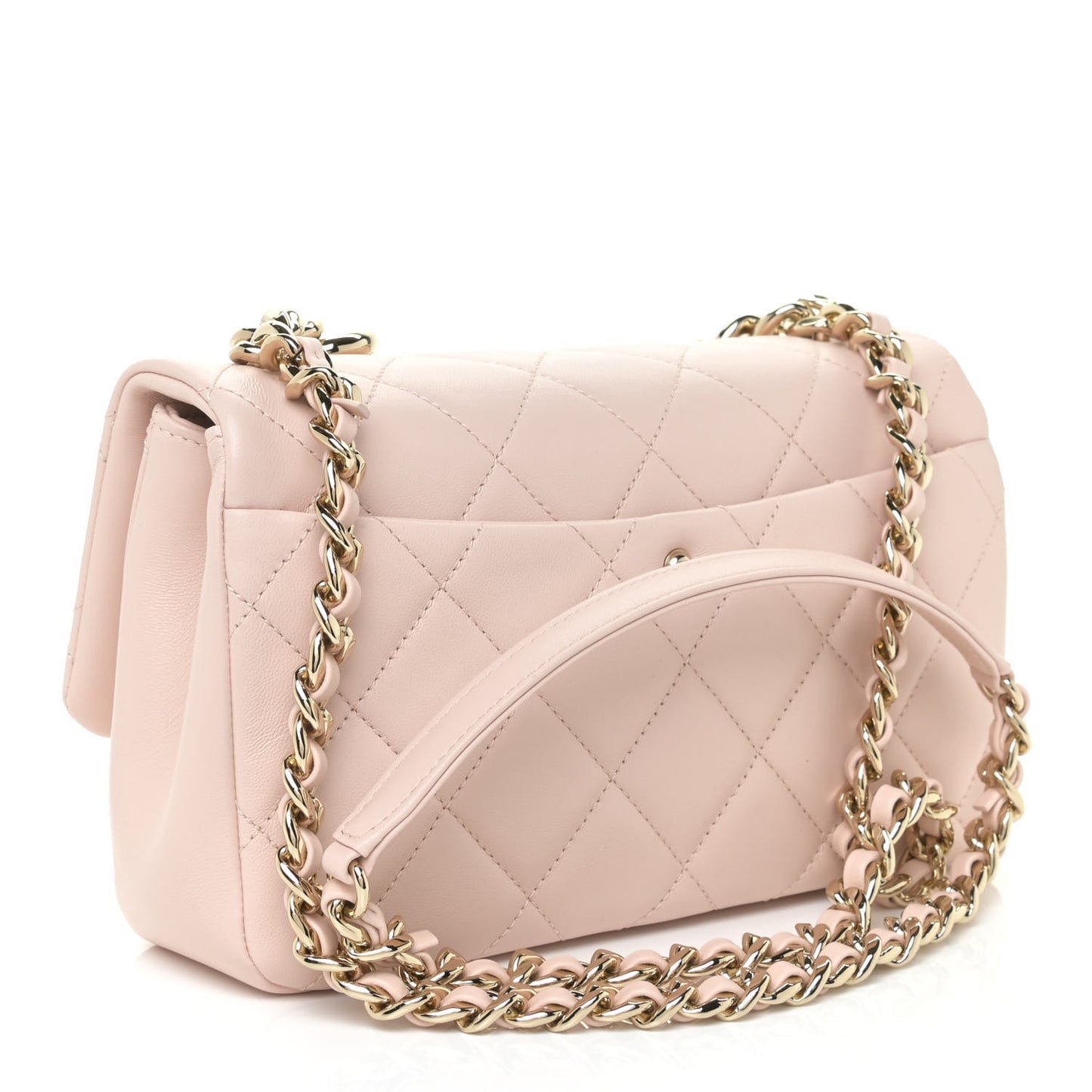 Lambskin Quilted Resin Bi-Color Chain Flap Bag Light Beige