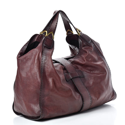 Gucci Calfskin Large Soft Stirrup Shoulder Bag Burgundy 2 of 17