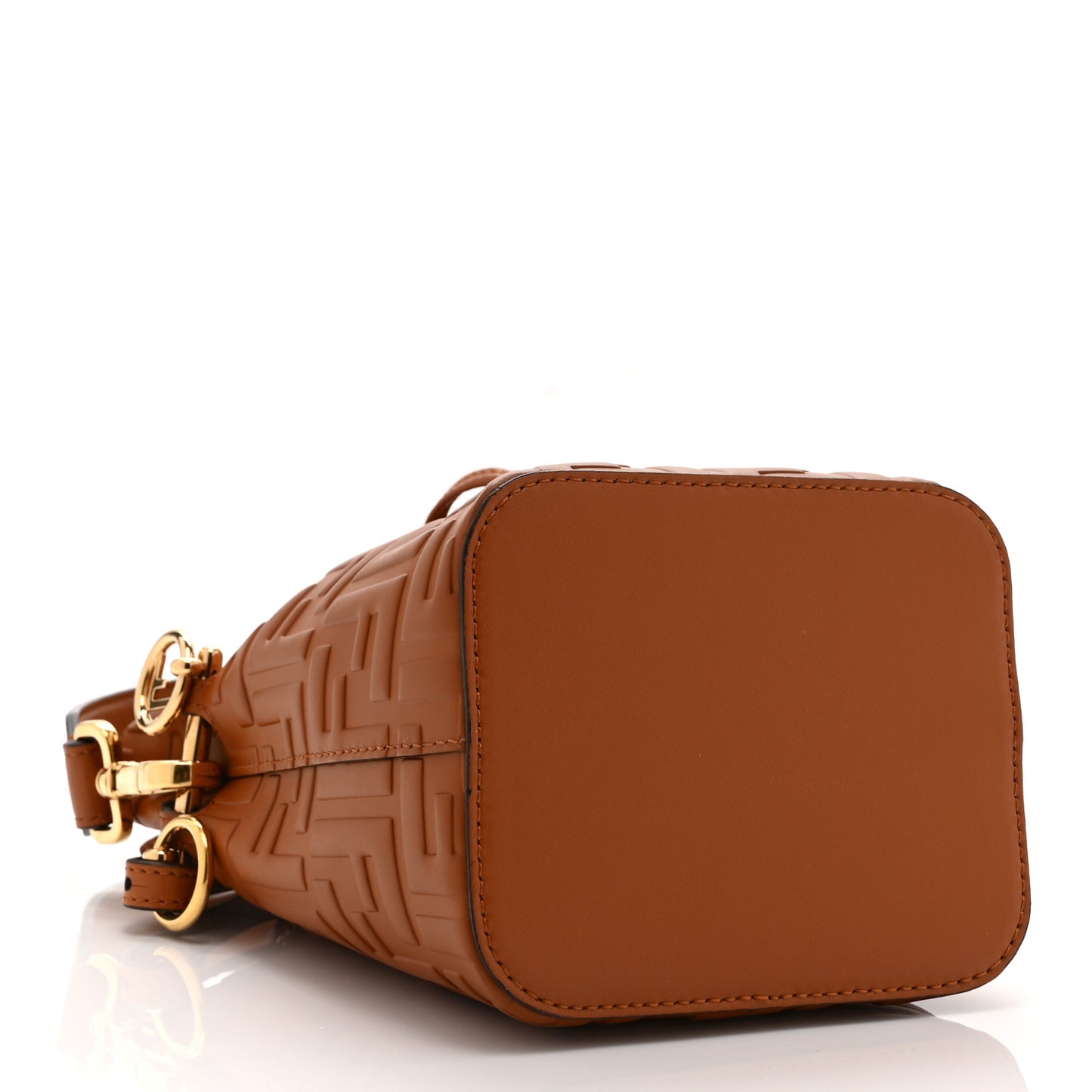 Vitello Liberty F is Fendi FF 1974 Embossed Mini Mon Tresor Bucket Bag Brandy