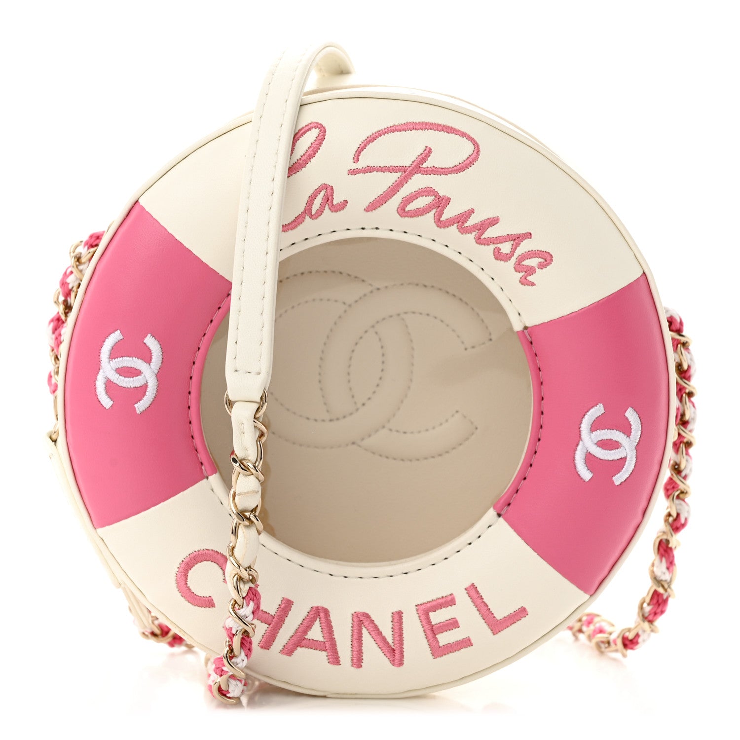 Chanel Lambskin Coco Lifesaver Round Bag Pink White 1 of 13