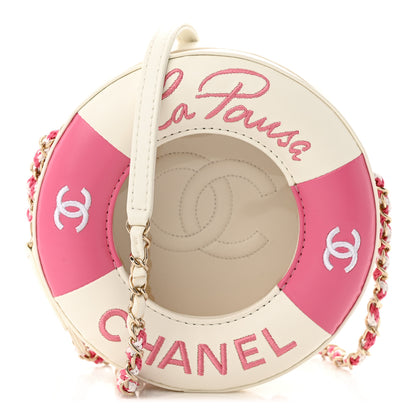 Chanel Lambskin Coco Lifesaver Round Bag Pink White 1 of 13