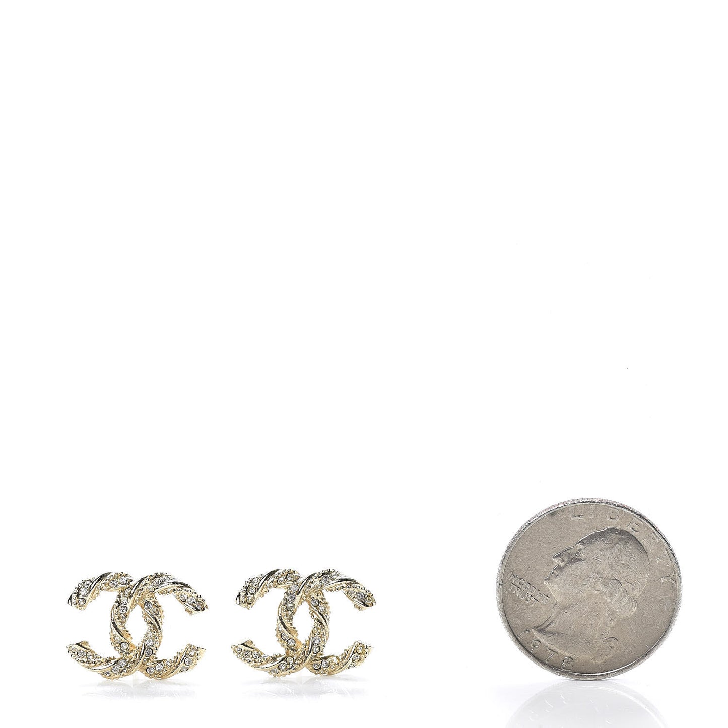Crystal Textured CC Earrings Gold