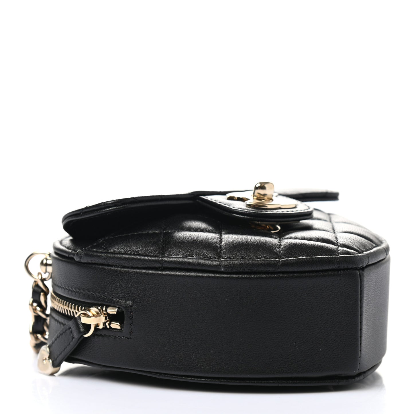 Lambskin Quilted CC In Love Heart Clutch With Chain Black