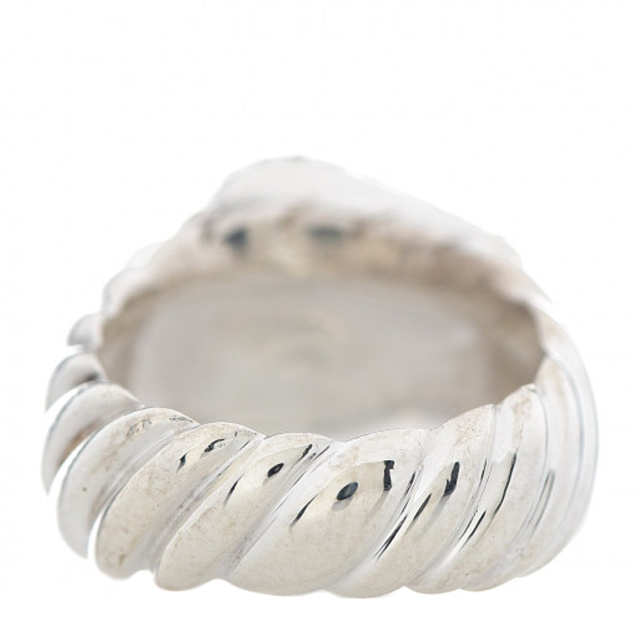 David Yurman Sterling Silver Diamond Buckle Cable Ring 51 5.75 3 of 4