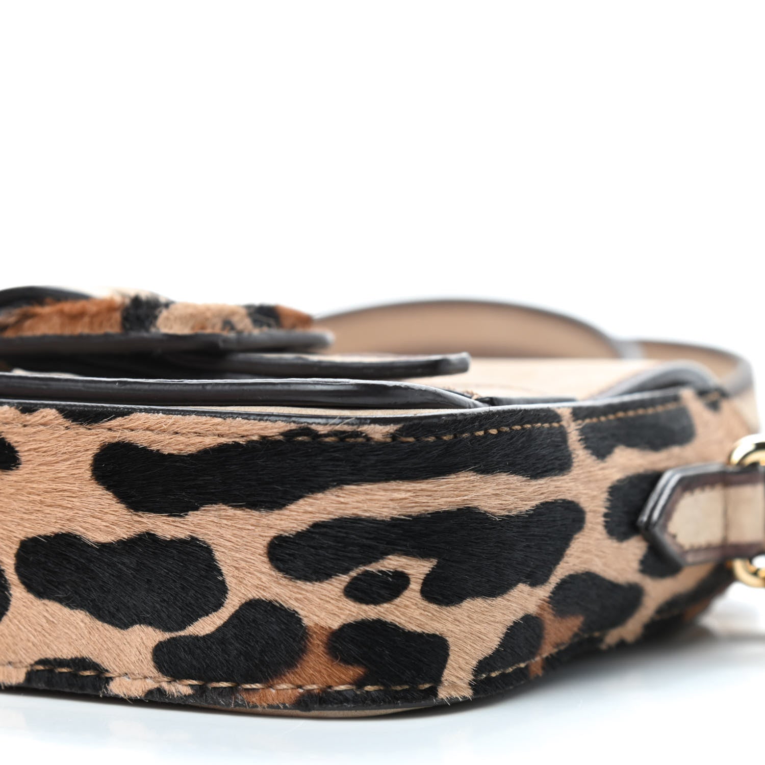 Burberry Suede Calf Hair Leopard Print Buckled Crossbody Bag 7 of 9