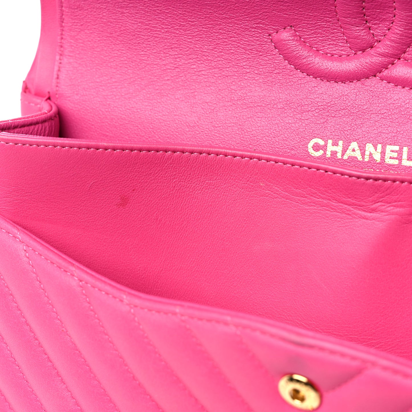Lambskin Chevron Quilted Medium Double Flap Pink