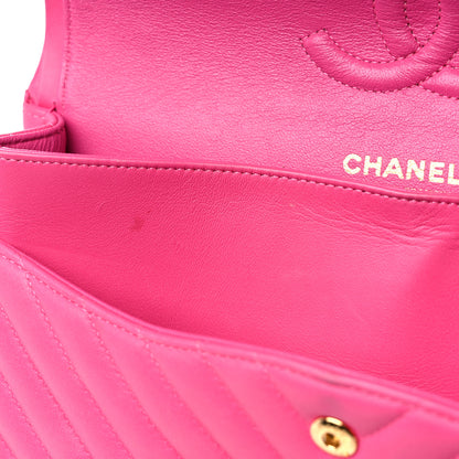 Chanel Lambskin Chevron Quilted Medium Double Flap Pink 16 of 22