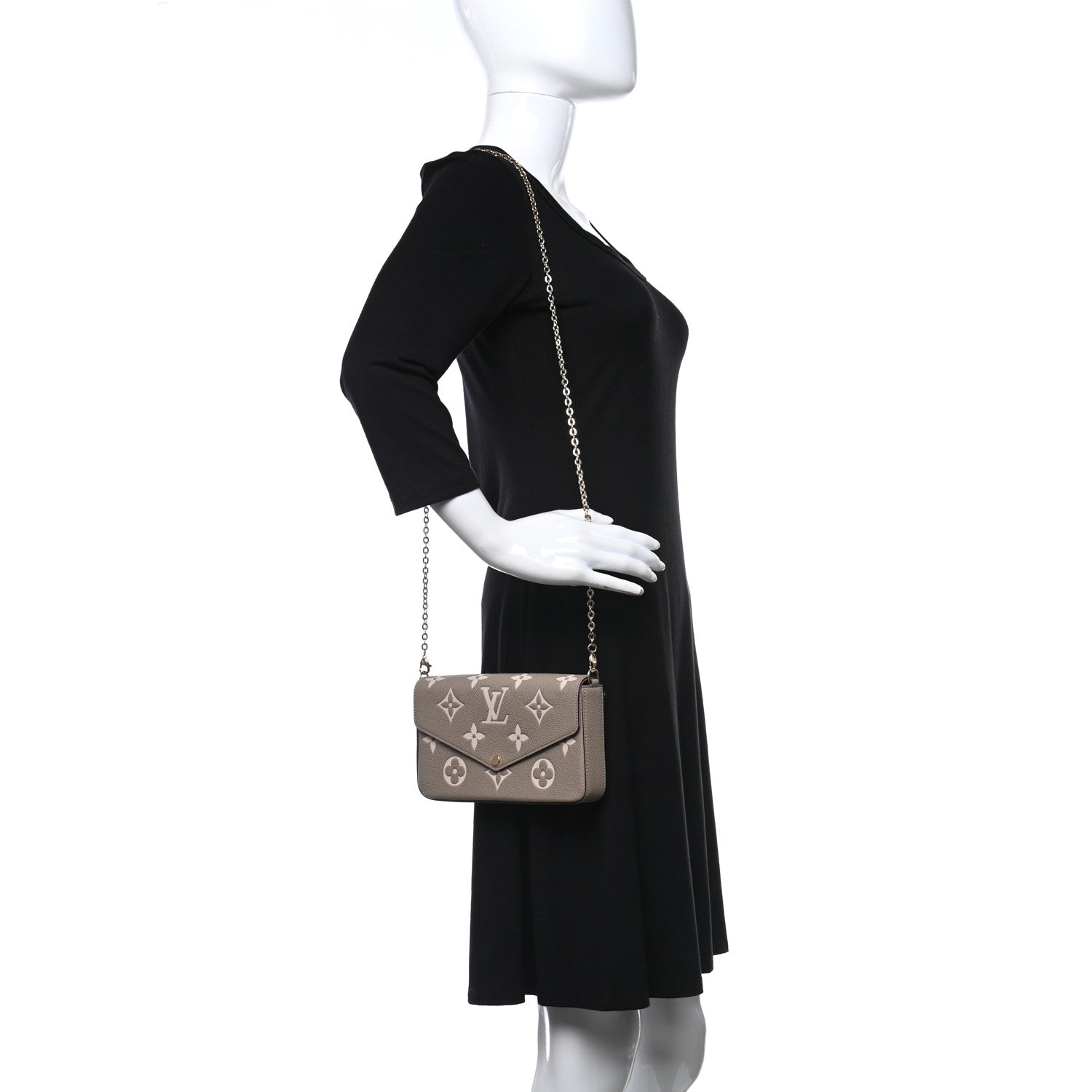 Louis Vuitton Empreinte Monogram Giant Felicie Pochette Tourterelle Creme 2 of 9