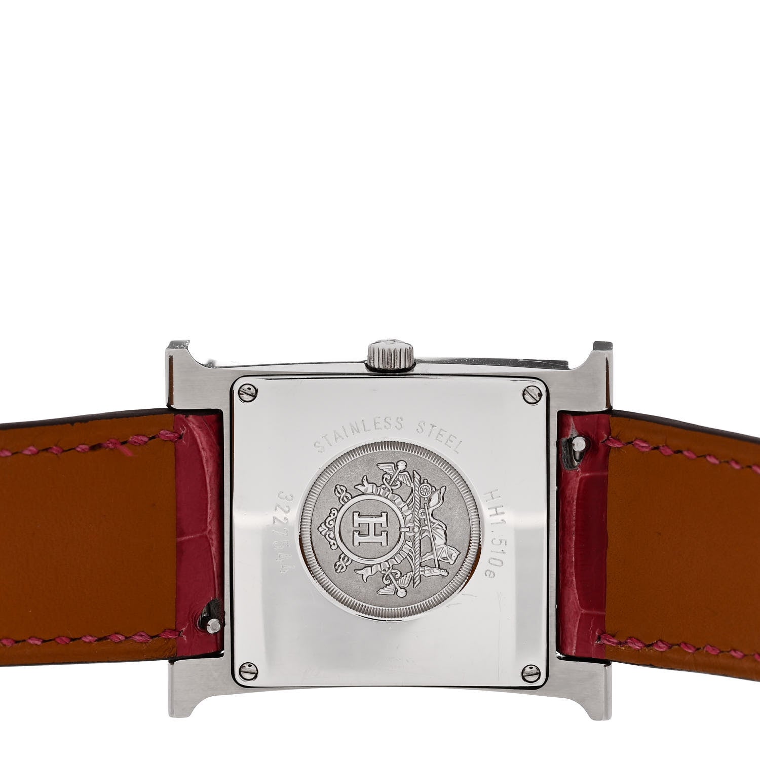 Hermes Stainless Steel Alligator Diamond Mother of Pearl 26mm Heure H Hour Quartz Watch Braise 4 of 5