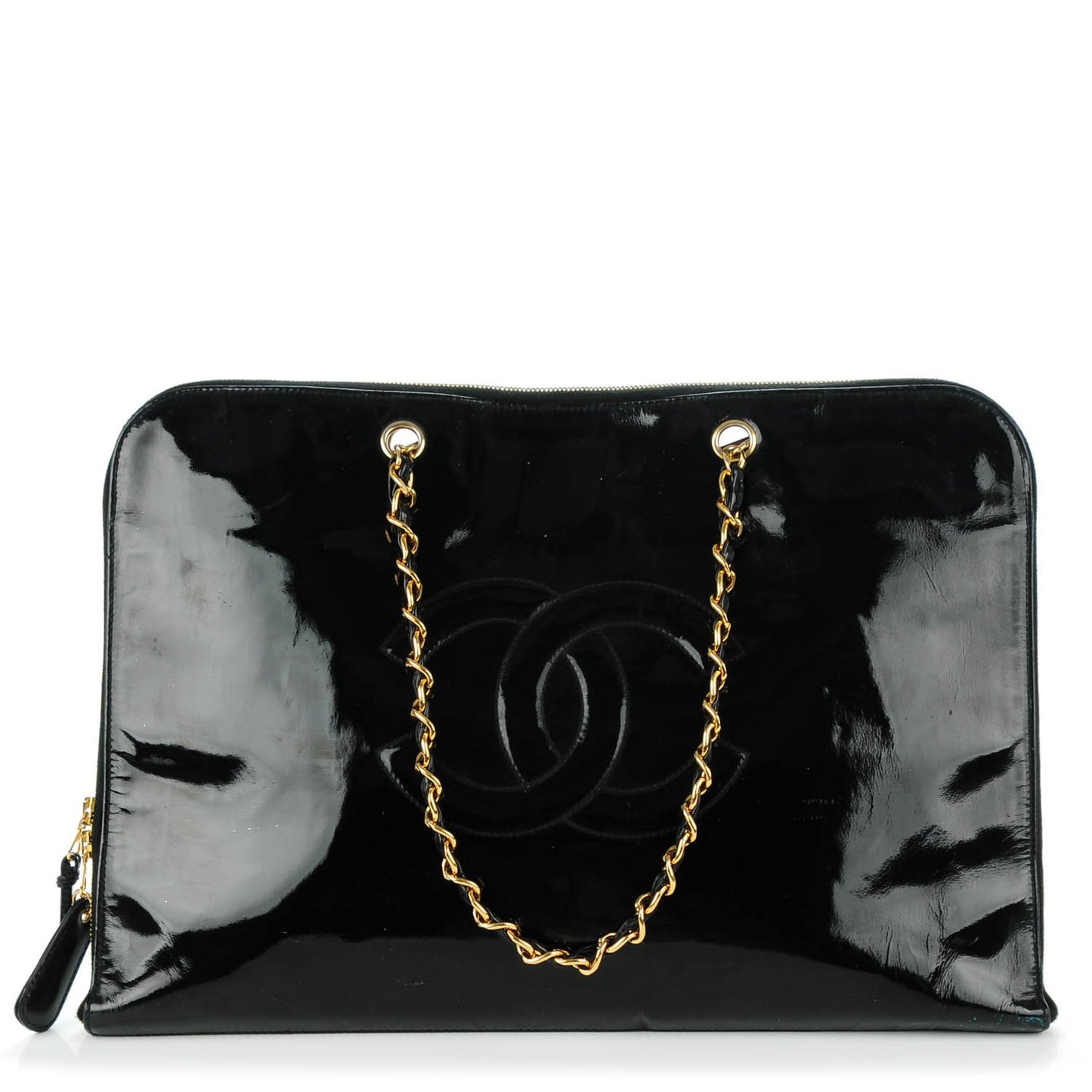 Patent CC Laptop Case Shoulder Bag Black