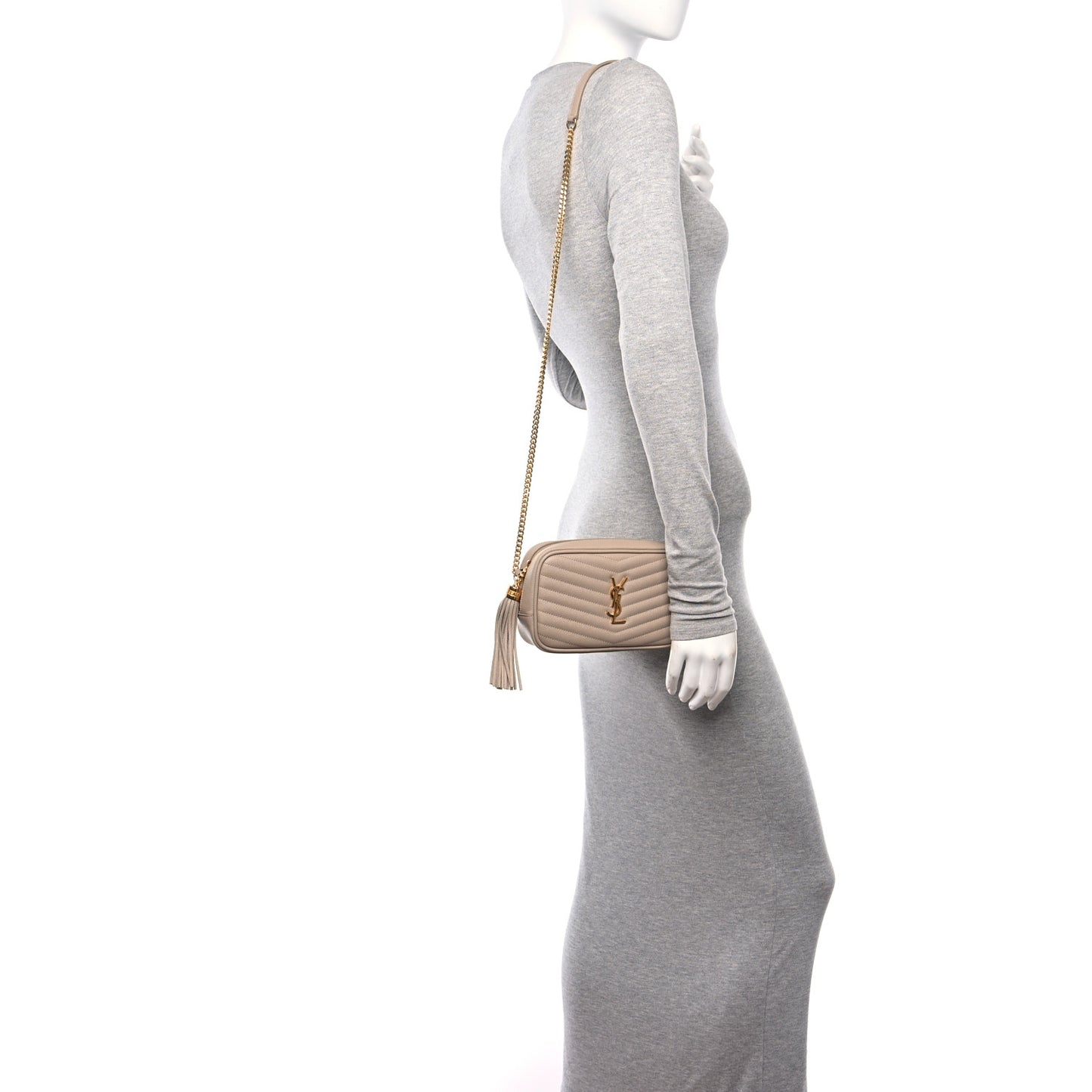 Grain De Poudre Matelasse Monogram Mini Lou Camera Bag Dark Beige