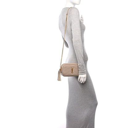 Saint Laurent Grain De Poudre Matelasse Monogram Mini Lou Camera Bag Dark Beige 2 of 11