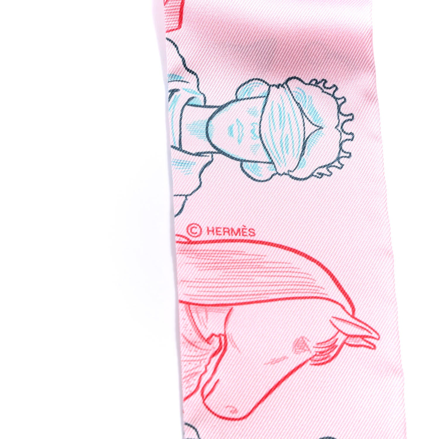 Hermes Silk Dress Code Twilly Rose Pale Bleu Rouge 3 of 4