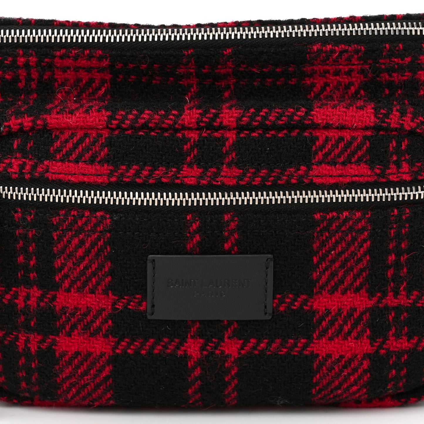 Wool Tartan Body Belt Bag Red Black