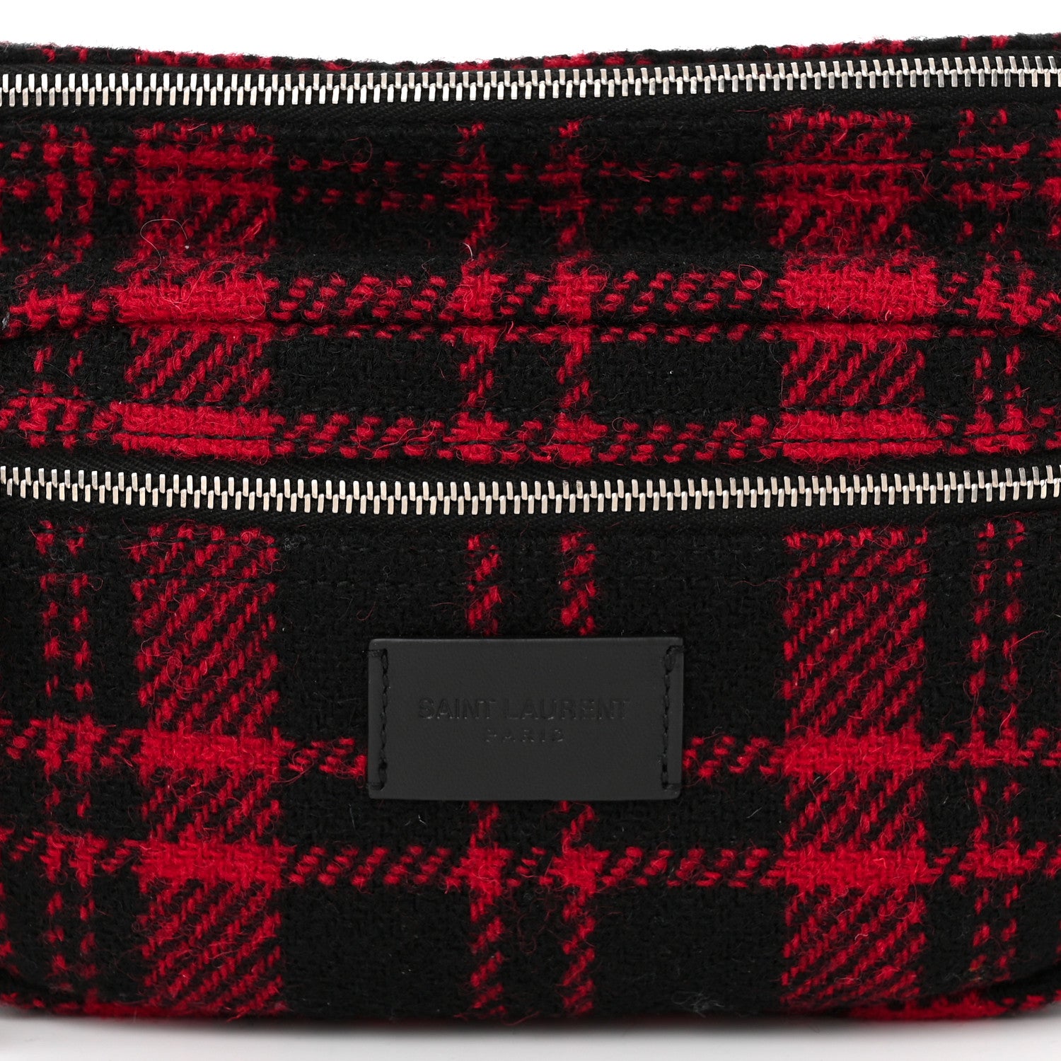 Saint Laurent Wool Tartan Body Belt Bag Red Black 8 of 11