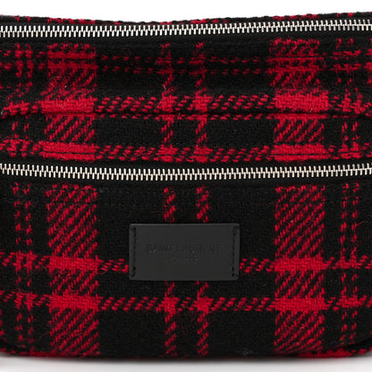 Saint Laurent Wool Tartan Body Belt Bag Red Black 8 of 11