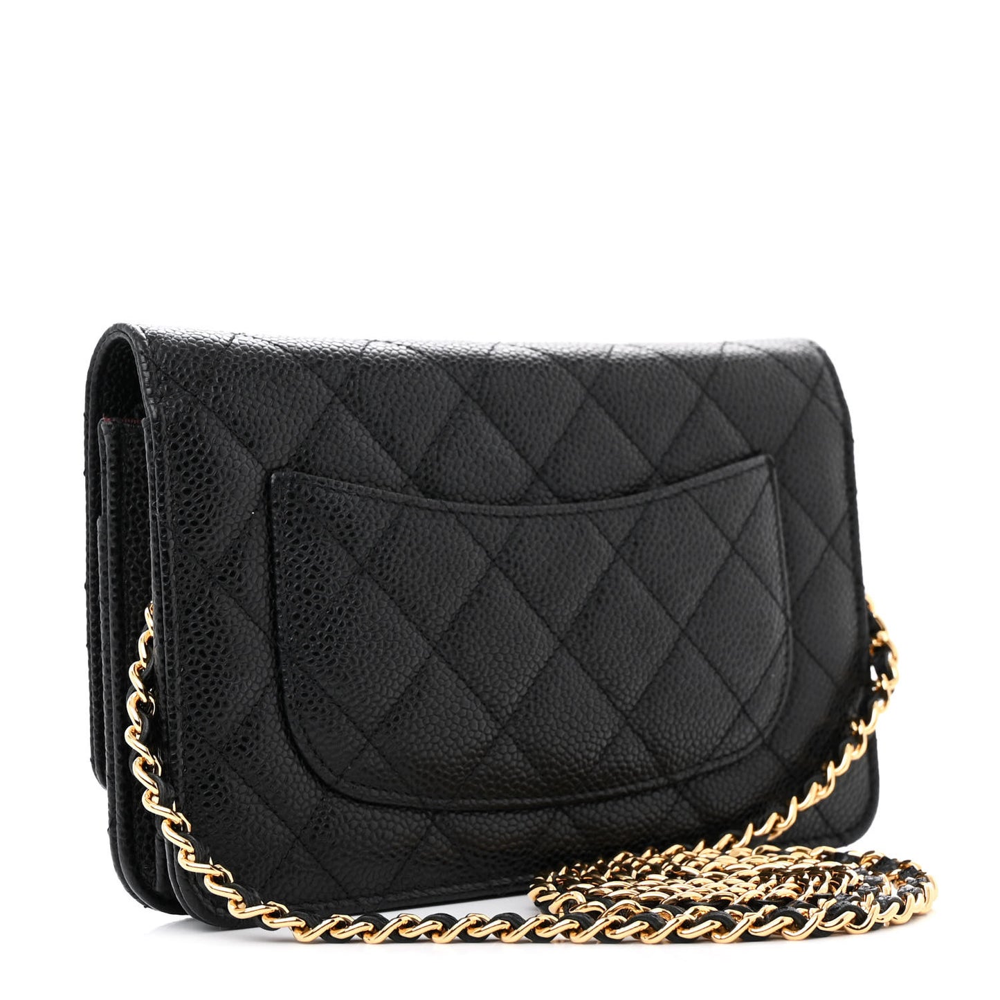 Caviar Quilted Wallet on Chain WOC Black