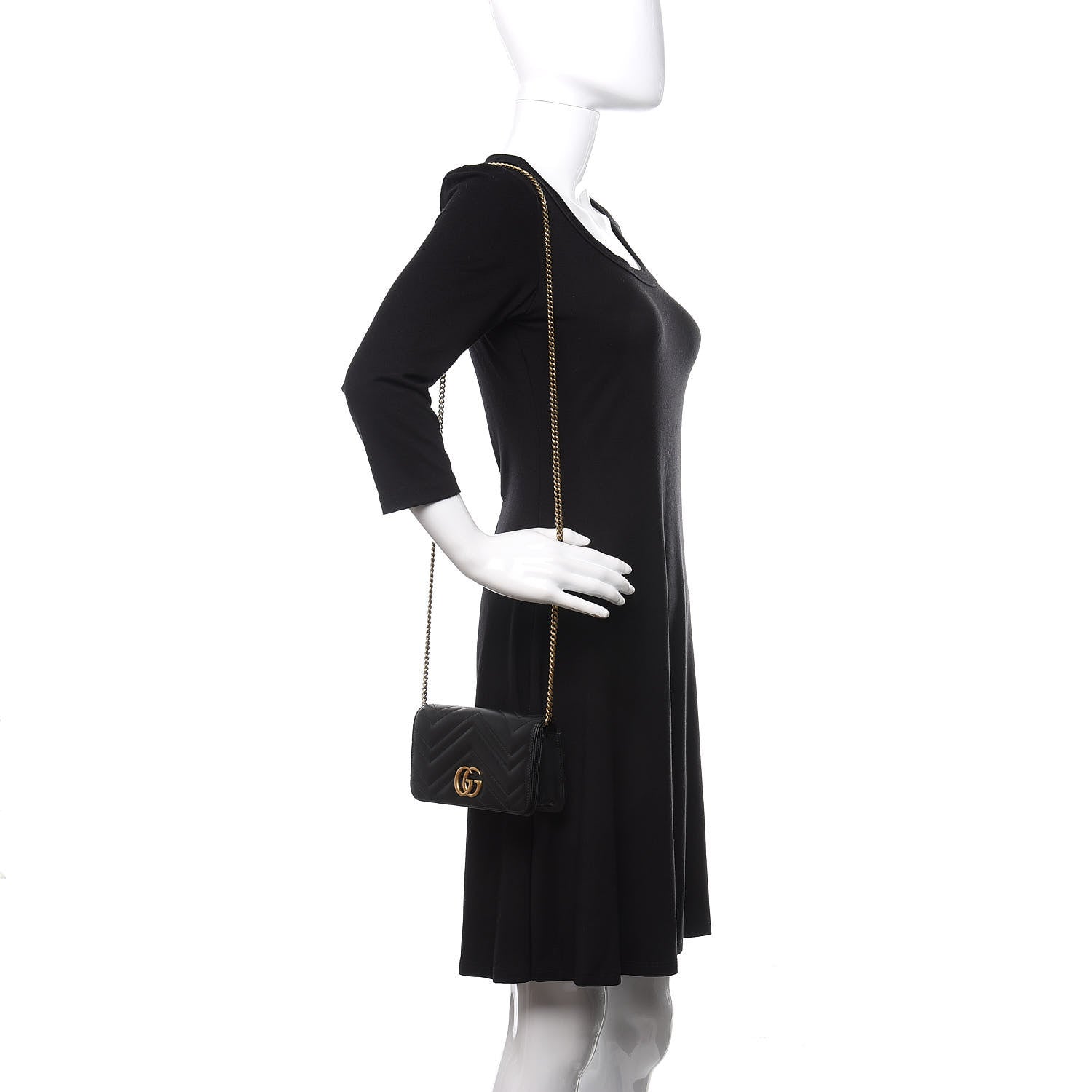 Gucci Calfskin Matelasse GG Marmont Mini Bag Black 2 of 13