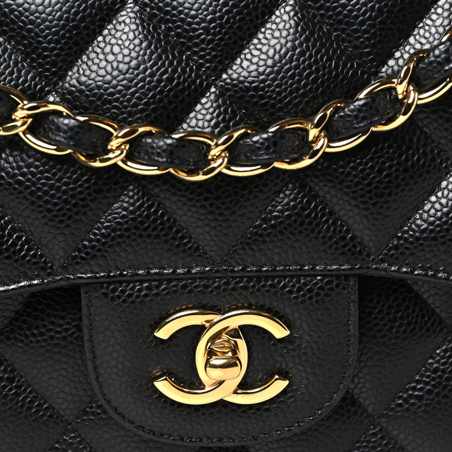 Caviar Quilted Jumbo Double Flap Black