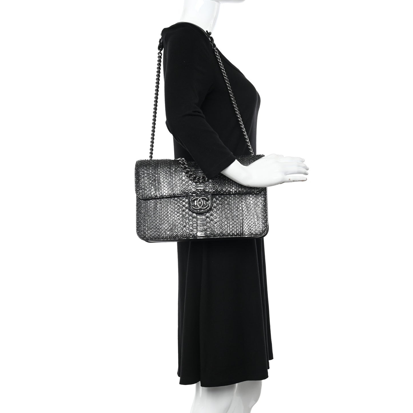 Snakeskin Large Perfect Edge Flap Silver