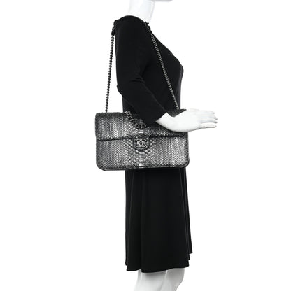 Chanel Snakeskin Large Perfect Edge Flap Silver 2 of 10