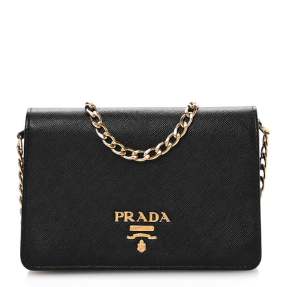 Prada Saffiano Lux Chain Wallet Nero Black 1 of 11