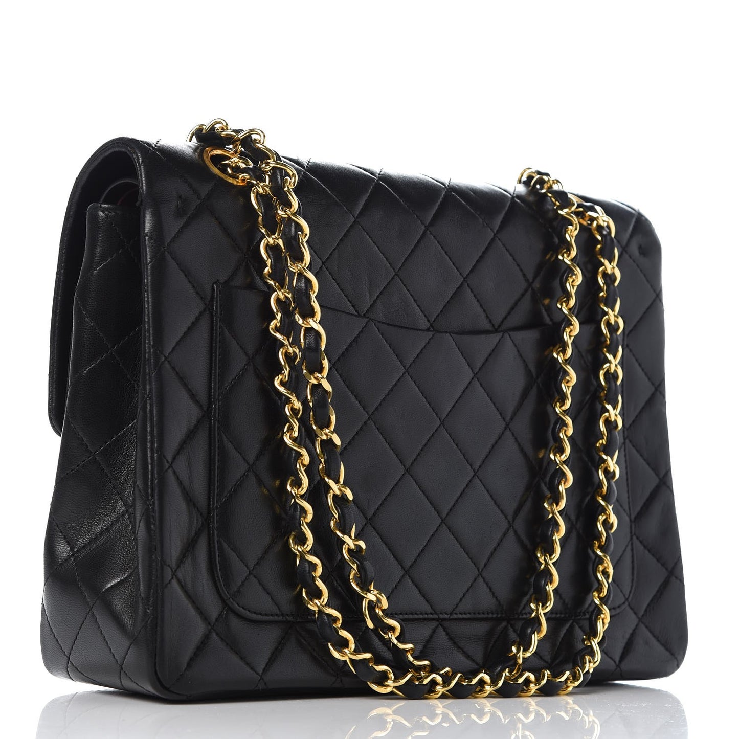 Lambskin Quilted Medium Double Flap Black
