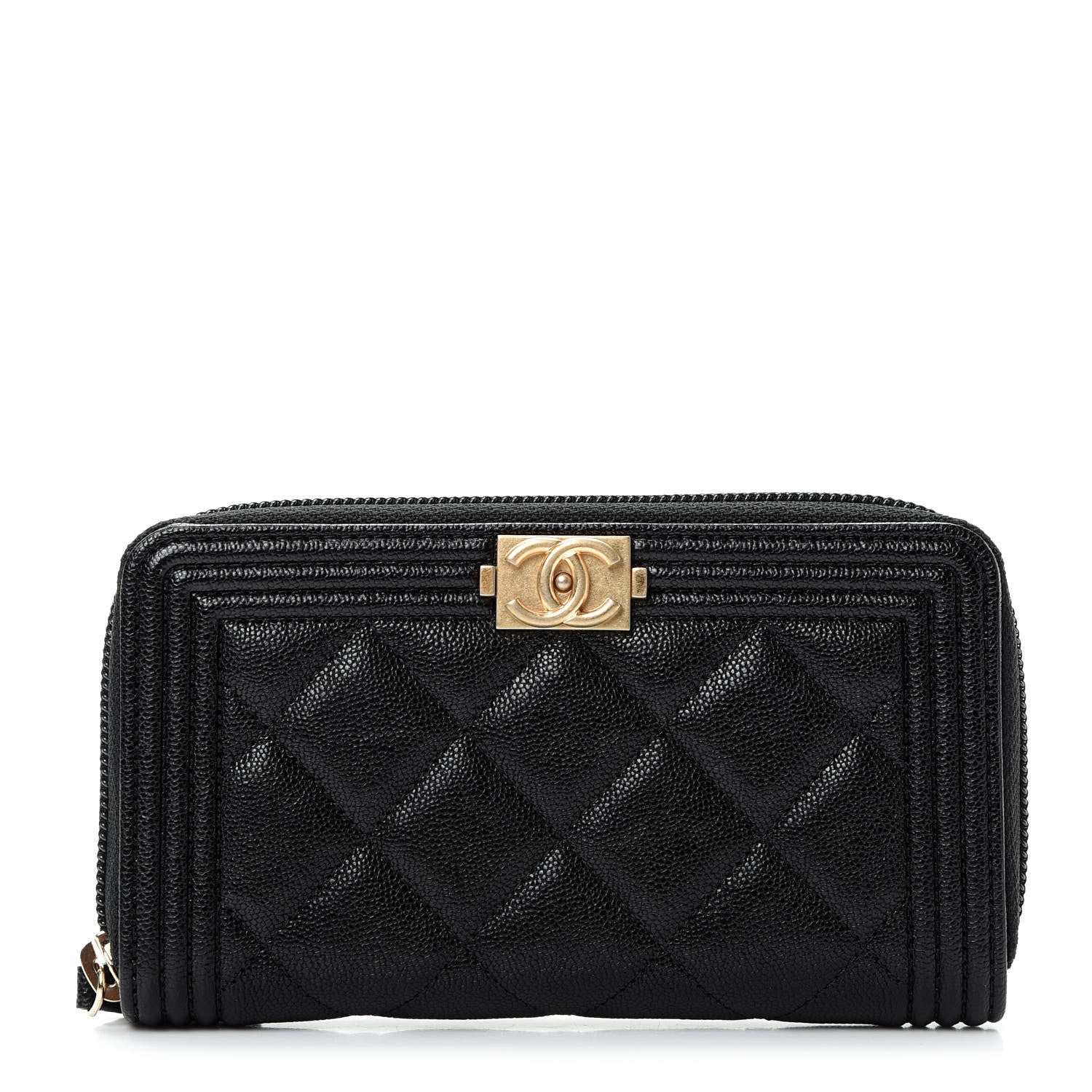 Chanel Caviar Quilted Small Boy Zip Around Wallet Black 1 of 8