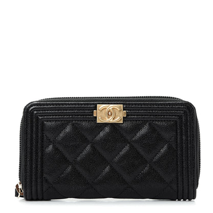 Chanel Caviar Quilted Small Boy Zip Around Wallet Black 1 of 8