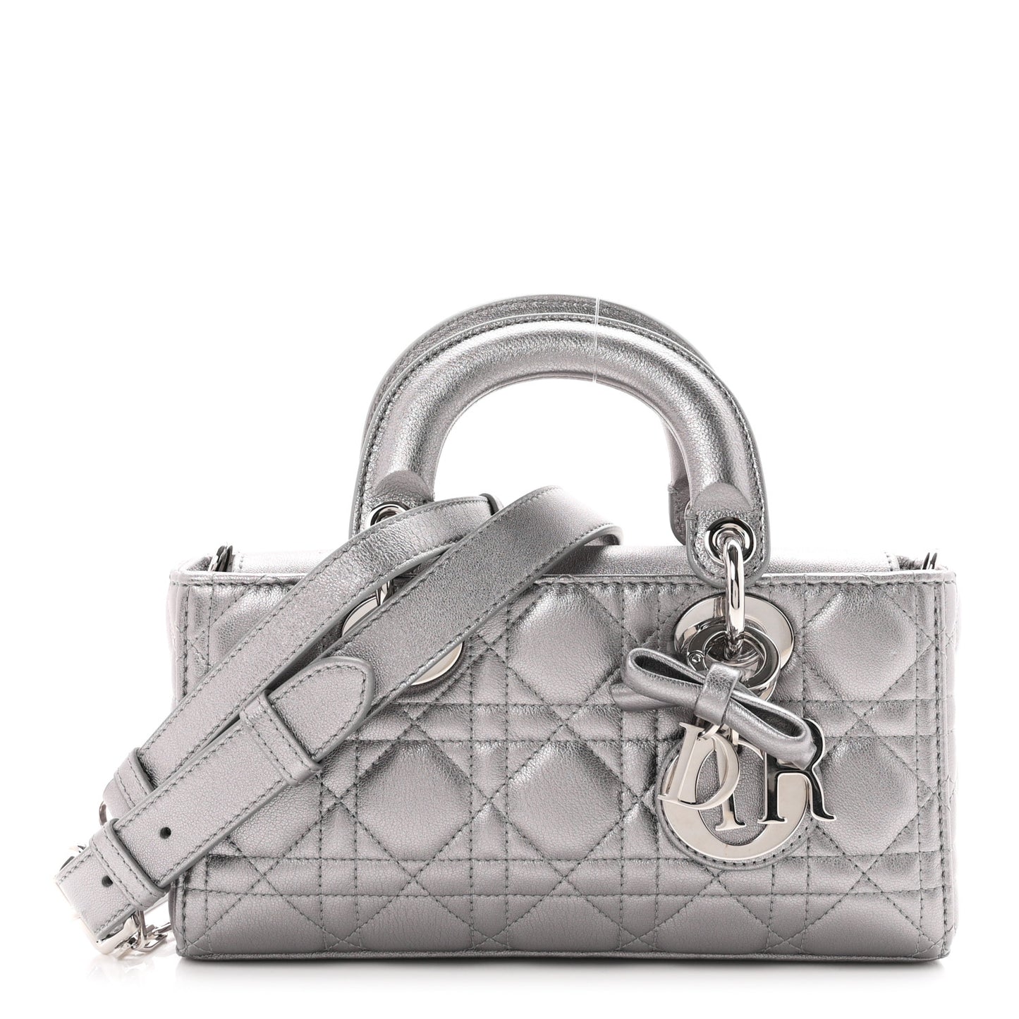 Metallic Lambskin Cannage Small Lady D-Joy