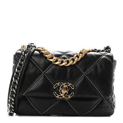 Chanel Lambskin Chain Quilted Medium Chanel 19 Flap Black 1 of 9