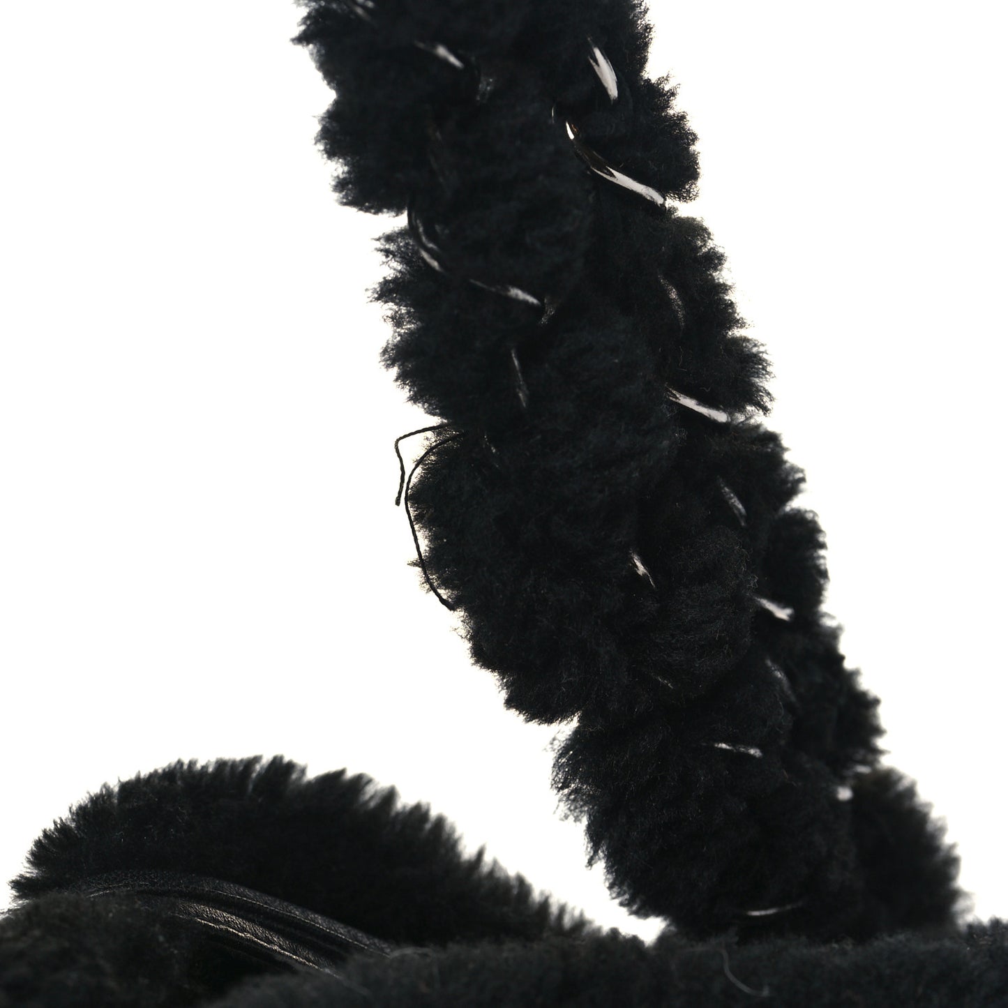 Shearling Suede Stitched CC Tote Black