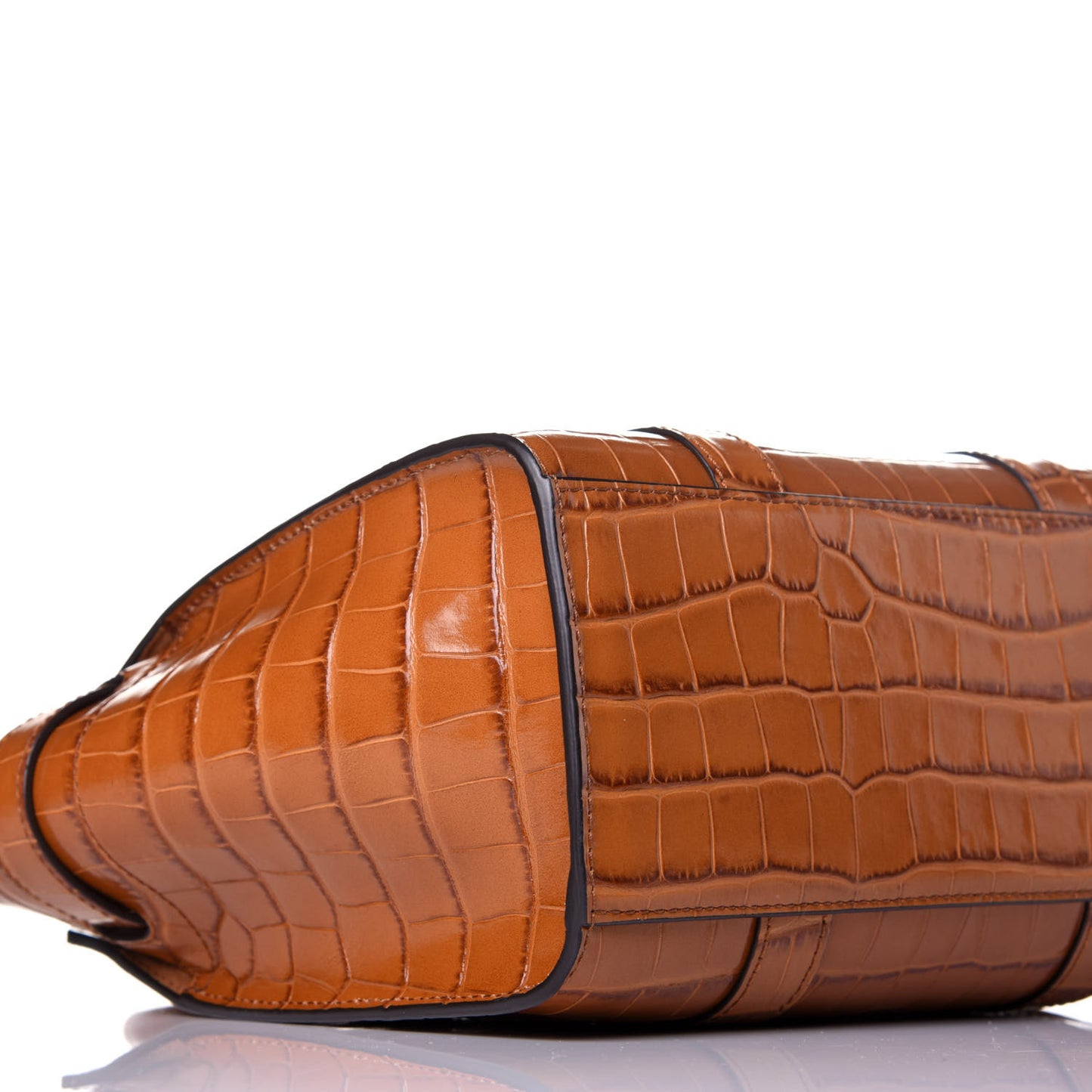 Crocodile Embossed Calfskin Small Zipped Bayswater Mustard Yellow
