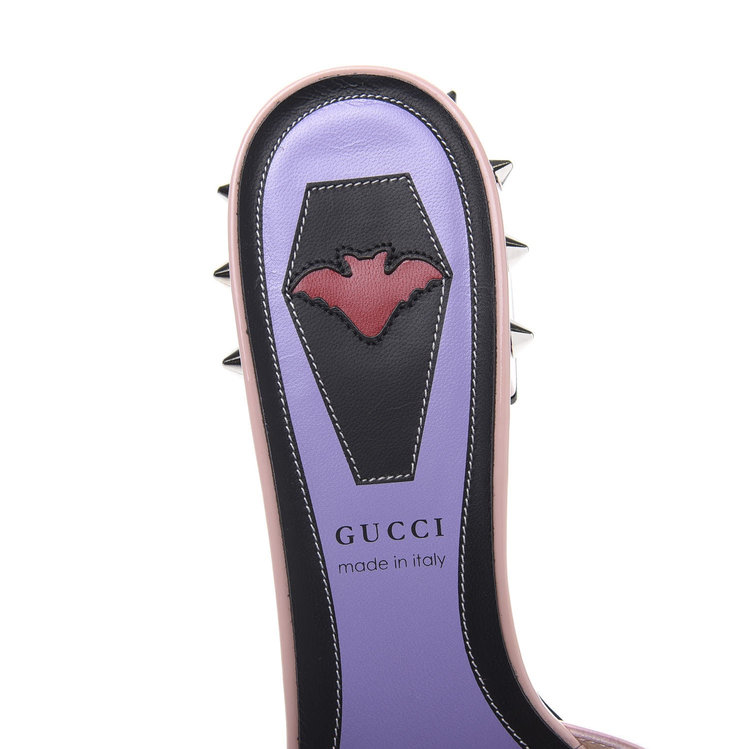 Gucci Patent GG Bow Sadie Spike Low Heel Slide Sandals 36.5 Perfect Pink 7 of 9