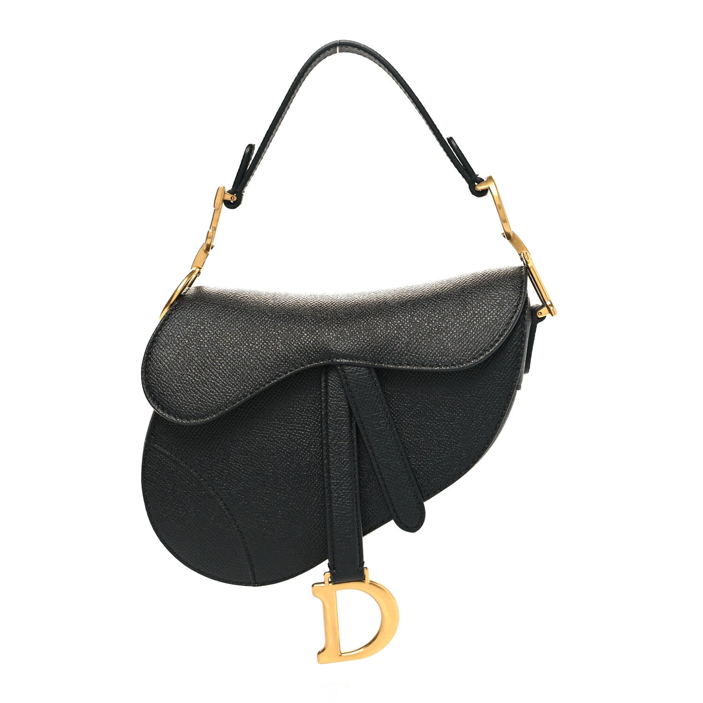 Grained Calfskin Mini Saddle Bag Black