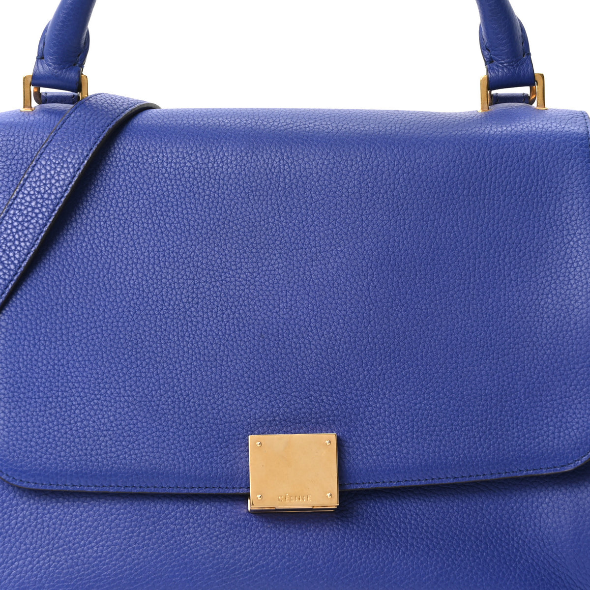 Drummed Calfskin Suede Small Trapeze Indigo