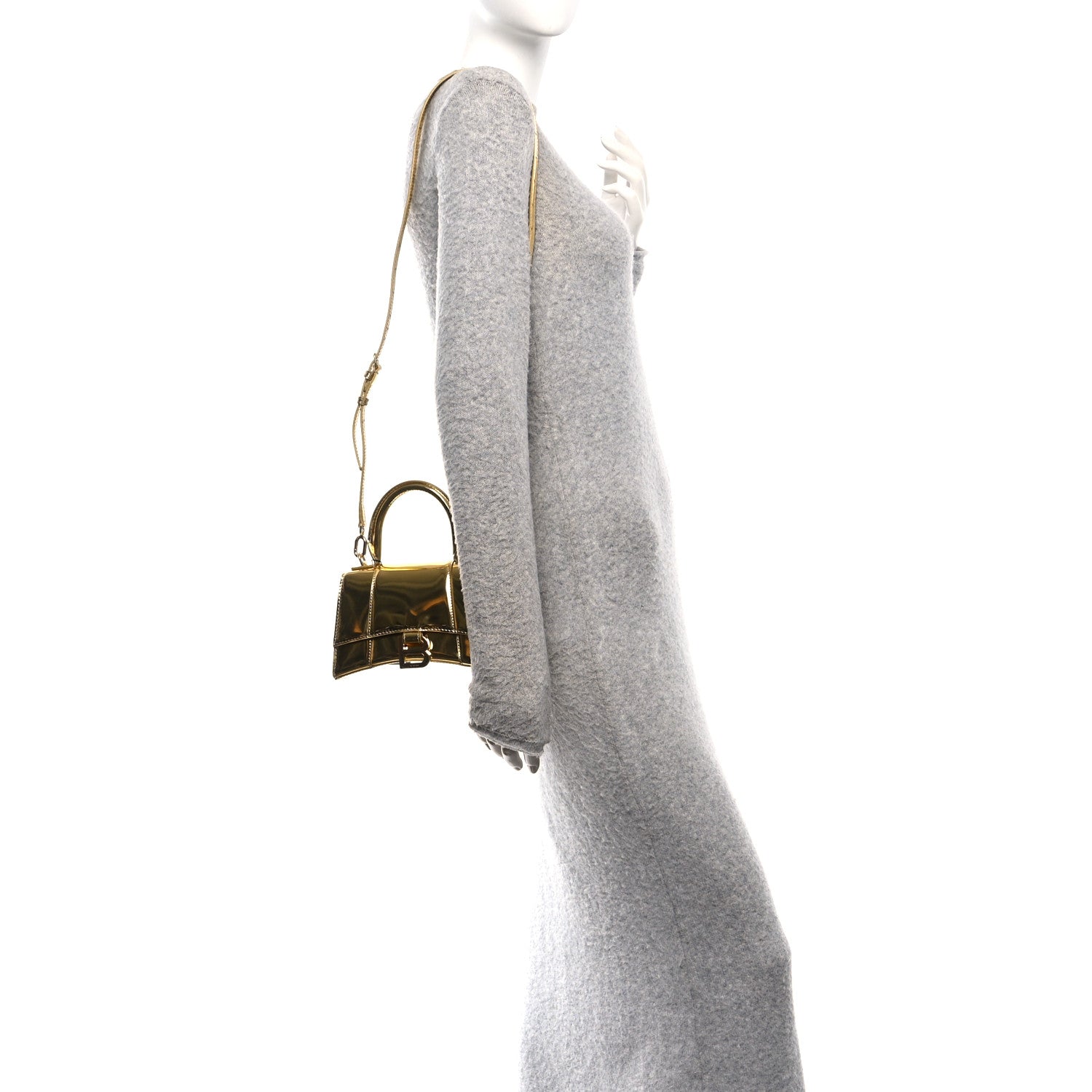 Balenciaga Mirror Calfskin Hourglass Top Handle Bag XS Gold 2 of 10