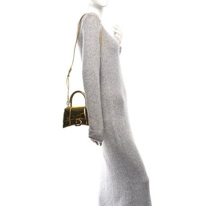 Balenciaga Mirror Calfskin Hourglass Top Handle Bag XS Gold 2 of 10