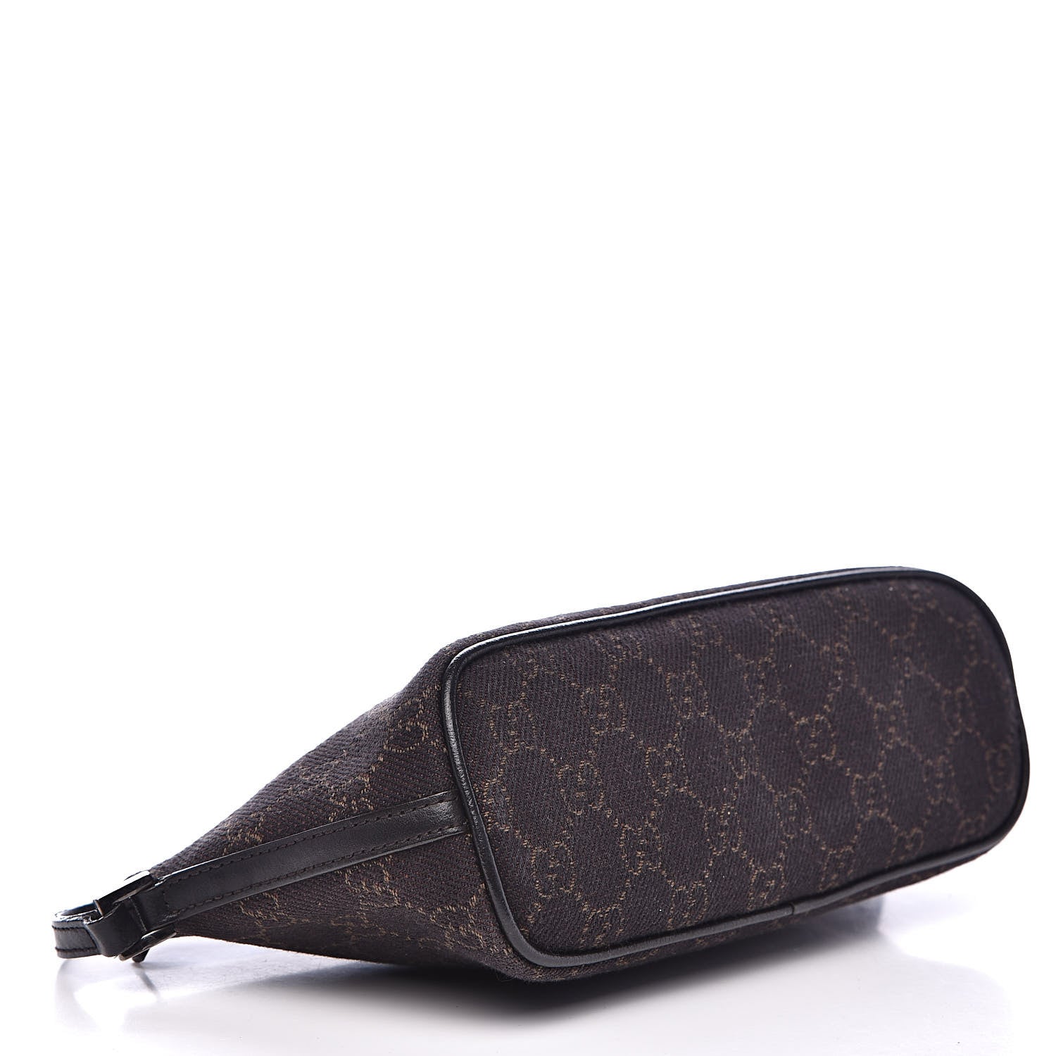 Gucci Denim Monogram Boat Pochette Dark Brown 4 of 12